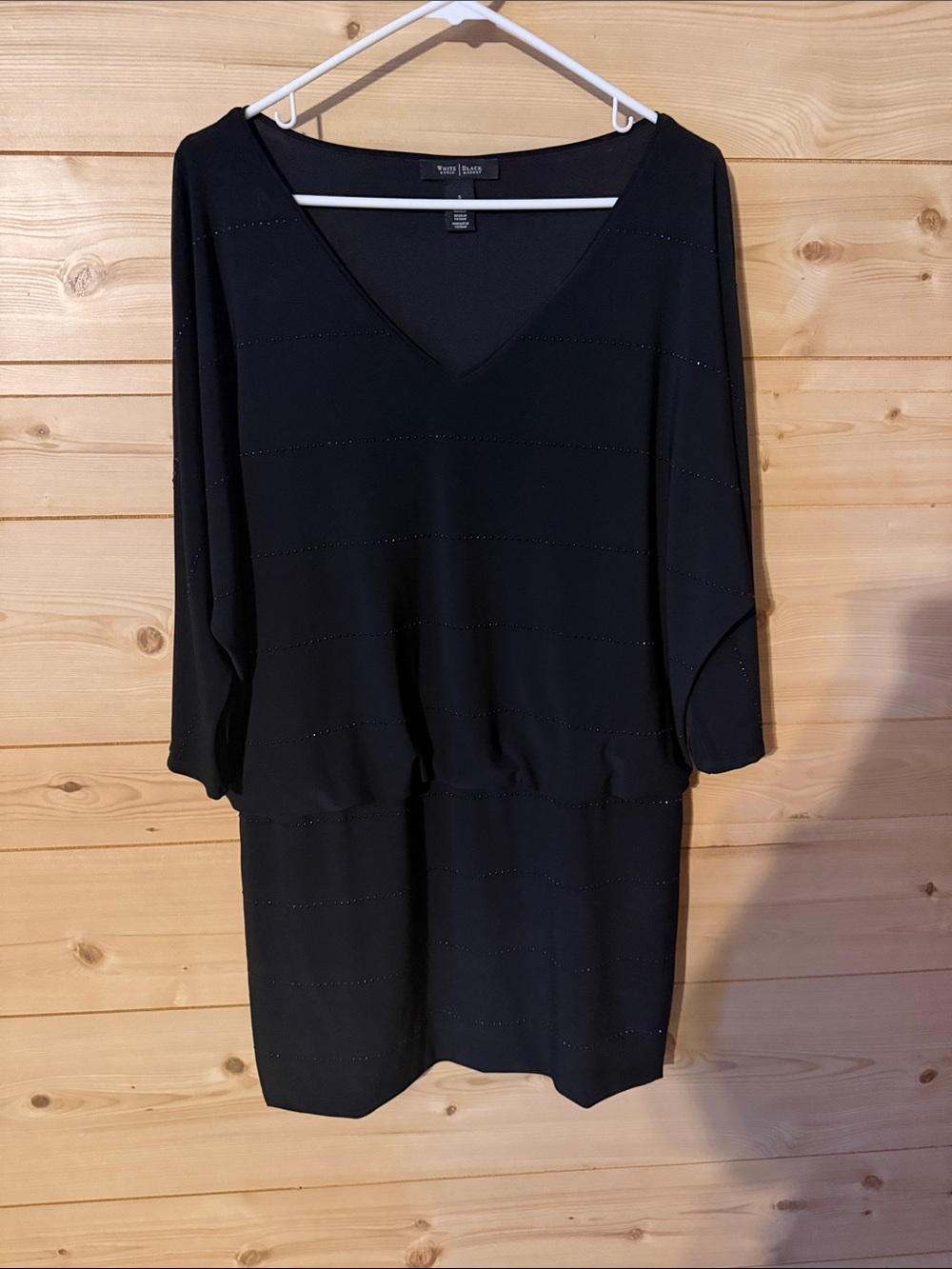 White House, Black market Black V-Neck Relaxed Sleeve Mini Dress Size Small